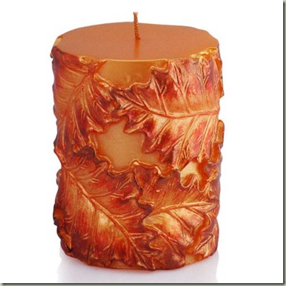 Orange Maple Leaf Pillar Candle 3 x 4