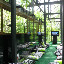 Glass enclosed pillow patio at the Embassy of Finland