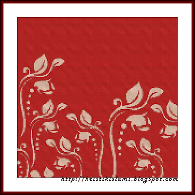 Stitched design of Floral #3 (Red Curl)