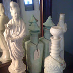 Quan Yin figurine and jadeite decanters