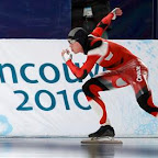 Jeremy Wotherspoon of Canada skates in the men's 500 metres speed skating race at the Richmond Olympic Oval during the Vancouver 2010 Winter Olympics, February 15, 2010.     REUTERS/Jerry Lampen
