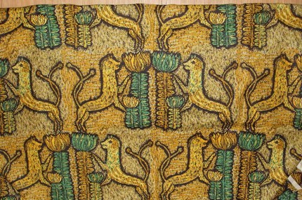 Vintage linen lion fabric