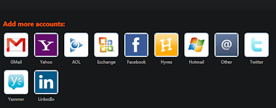 Combine your inbox from GMail, Yahoo, AOL, Exchange, Facebook, Twitter and etc