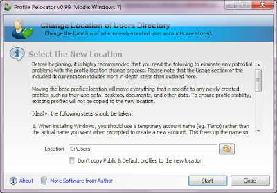 Change location of user profile directory