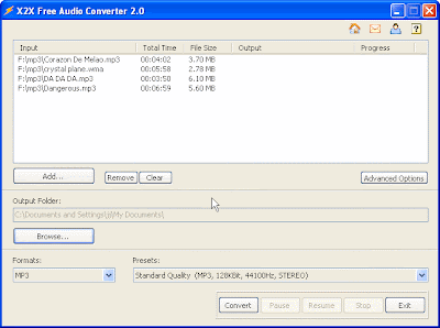 X2X Free Audio Converter Main Screen