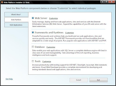 Microsoft Web Platform Installer 2.0 Options Microsoft Web Platform Installer 2.0 Options