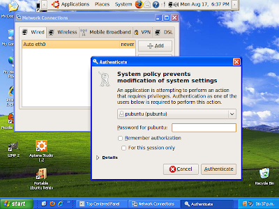 Portable Ubuntu puts a small, move-able menu bar on your windows desktop Portable Ubuntu puts a small, move-able menu bar on your windows desktop