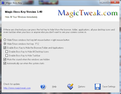 Hide Active Window Instantly Using A Hot Key With Magic Boss Key