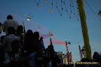 Helicopter carrying flags