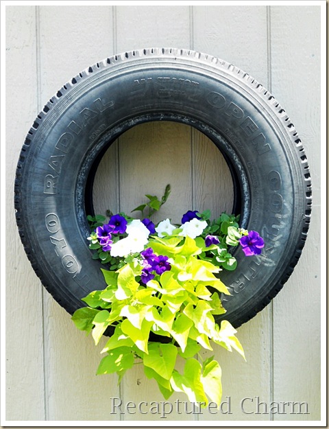 shed tires with flowers 016a