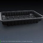 Model : Mushroom Container Black 400g.....Dimension : L282 x W182.5 x H45mm.....Packing Spec : 300pcs/ctn