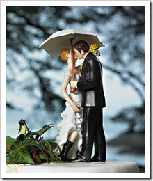 Showered with Love Umbrella Couple Wedding Cake Topper Figurine