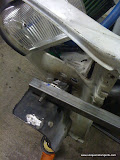 New lightweight bumper beam bolted in place using stock Subaru bolts