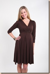 brown jersey v-neck dress