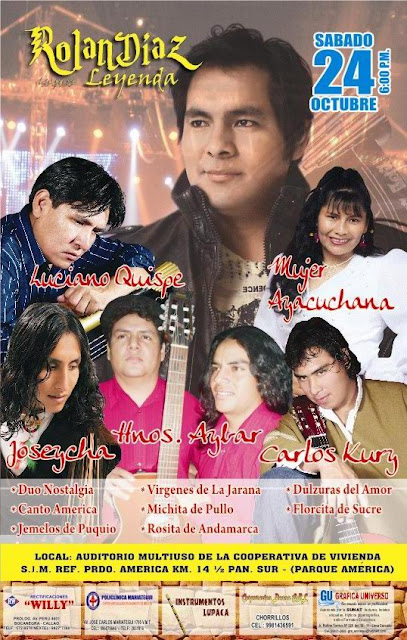 Este 24 de octubre, Presentacion de RolanDiaz y su Grupo Leyenda.