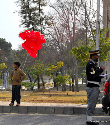 Valentine's Day sale at a flower market in Islamabad