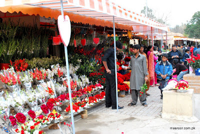 Valentine's Day sale at a flower market in Islamabad