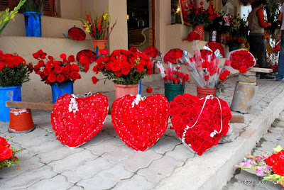 Valentine's Day sale at a flower market in Islamabad