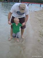 Ben and Andrew enjoying the 'beach' at Southbank Parklands Brisbane.