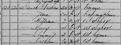 Census for Nathan Smith & Jane Sant 1870