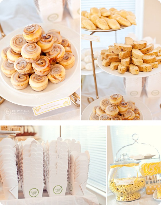 candy buffet chinese takeout boxes biscotti cinnamon rolls cookies