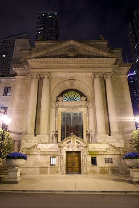 Murphy Auditorium Chicago exterior nighttime shot