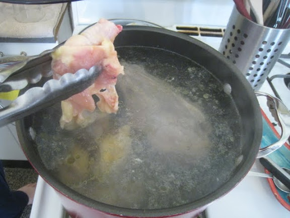 Par boil the chicken first to remove the impurities