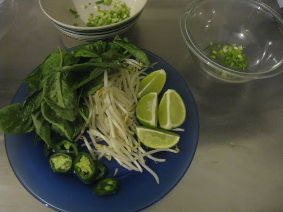 (B) Ingredients: lime, basil, jalapenos, bean sprouts, cilantro, green onion