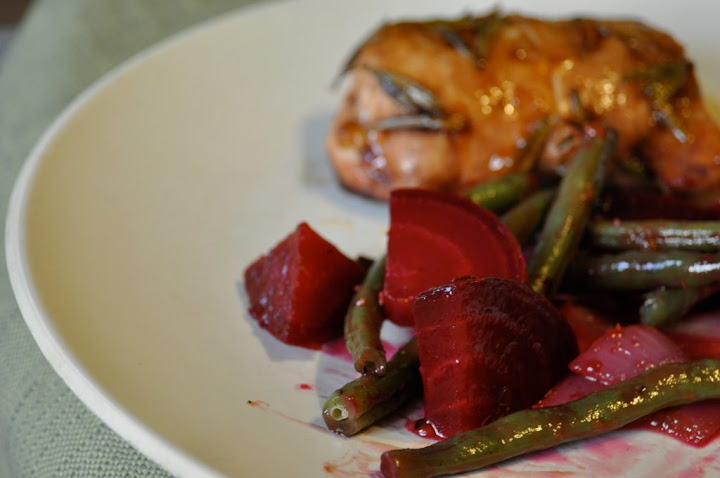 roasted beets with green beans