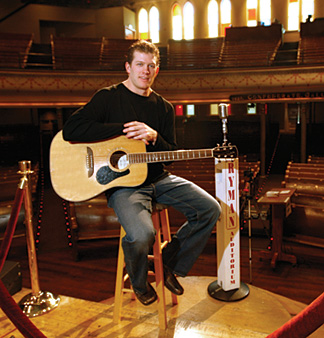 Ryan Suter How appropriate? Strumming his guitar at the Grand Ole Opry!