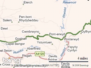 Rhwngt Goginan a Ponterwyd ar y A44