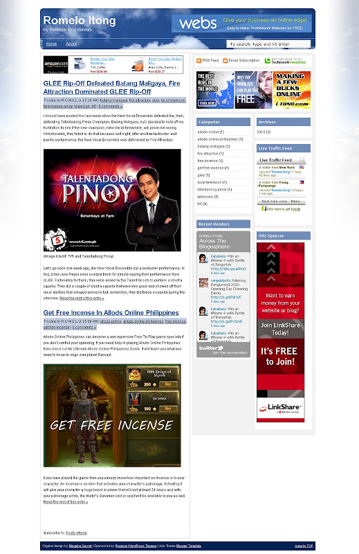 Blue Skies, Modified Ads Theme Blogger Template