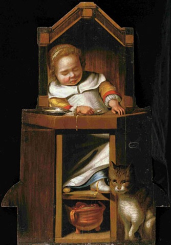 [Johannes Cornelisz Verspronck -Haarlem 16003-1662- Bambino addormentato nel seggiolone 1654- dipinto su tavola sagomata Collezione privata[4].jpg]