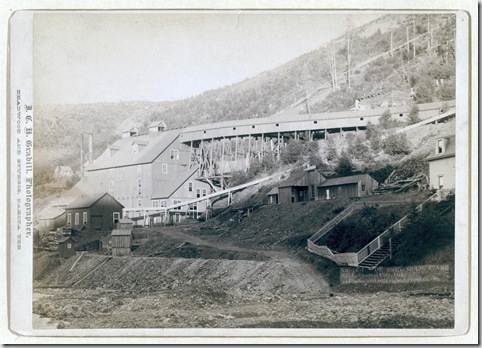 Title: De Smet Gold Stamp Mill, Central City, Dak.
Large mill; five smaller buildings in foreground. 1888.
Repository: Library of Congress Prints and Photographs Division Washington, D.C. 20540