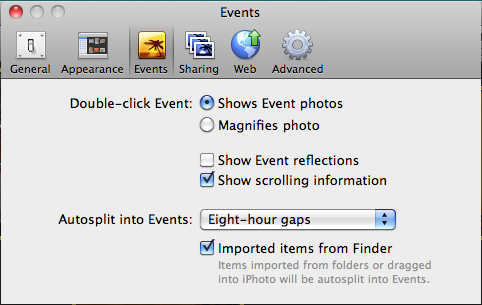 Events Settings
