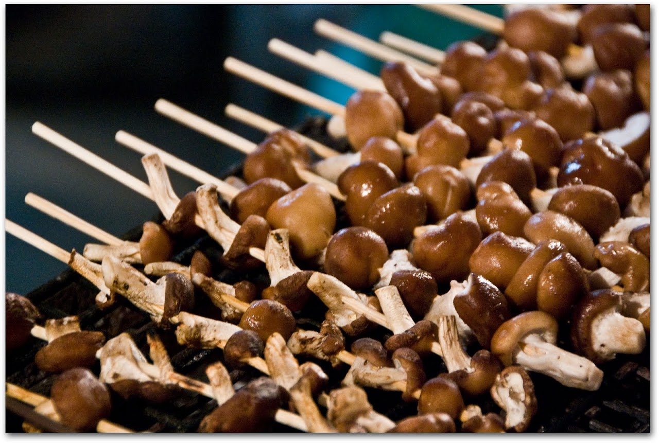 Mushrooms on a skewer