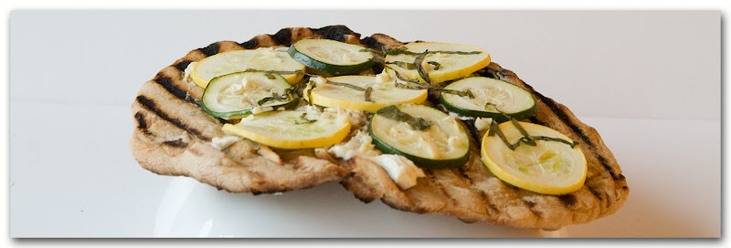 grilled lemony zucchini goat cheese pizza