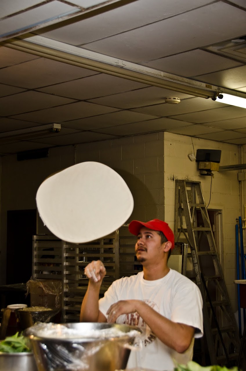 Tossing pizza at Antico
