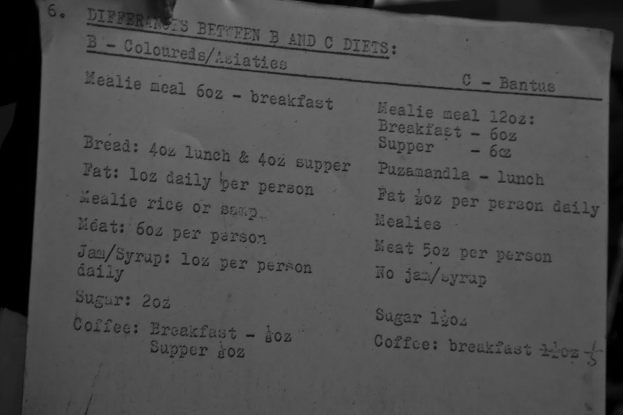 Robben Island menu