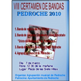Este domingo 7 de marzo: VIII Certamen de Bandas Pedroche 2010