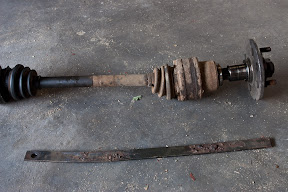 Side shaft (normal thread) and bent steel bar
