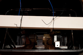 Electrolytic cleaning of front uprights Electrolysis cell ready to go