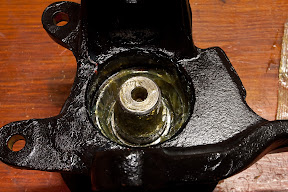 Remaining grease in gap (after second bearing completely packed)