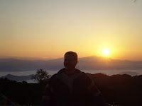 Sunrise over the Himalayan mountains in Nepal.