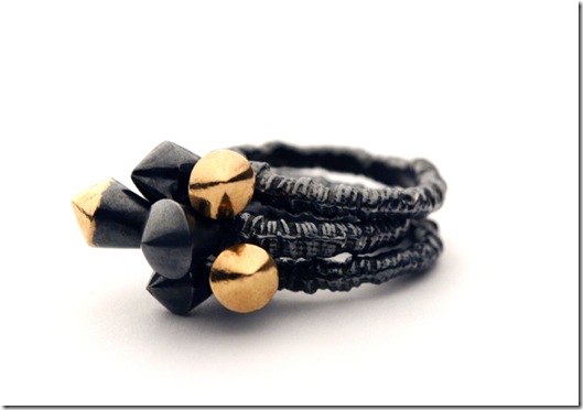 Black and Rose Growth Collection, Double Stud Stacking Ring, March 2010