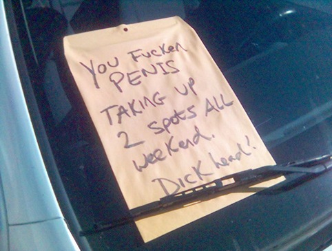 angry car parking note
