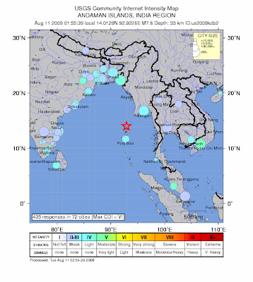 Andaman Island earthquake map