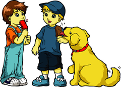 boys with dog