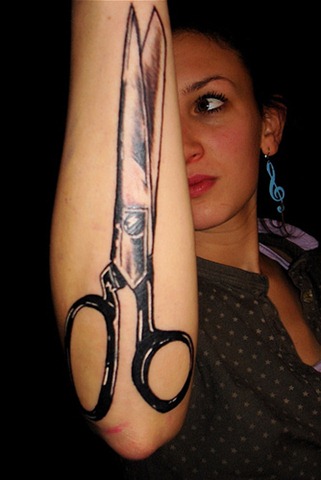 Natural Women Rose Tattoo Design on Chest Scissor Tattoo Sample On A Hand