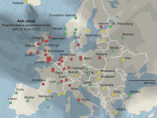 ヨーロッパの空港の現在状況を一覧で(Tracking the Cancellations)